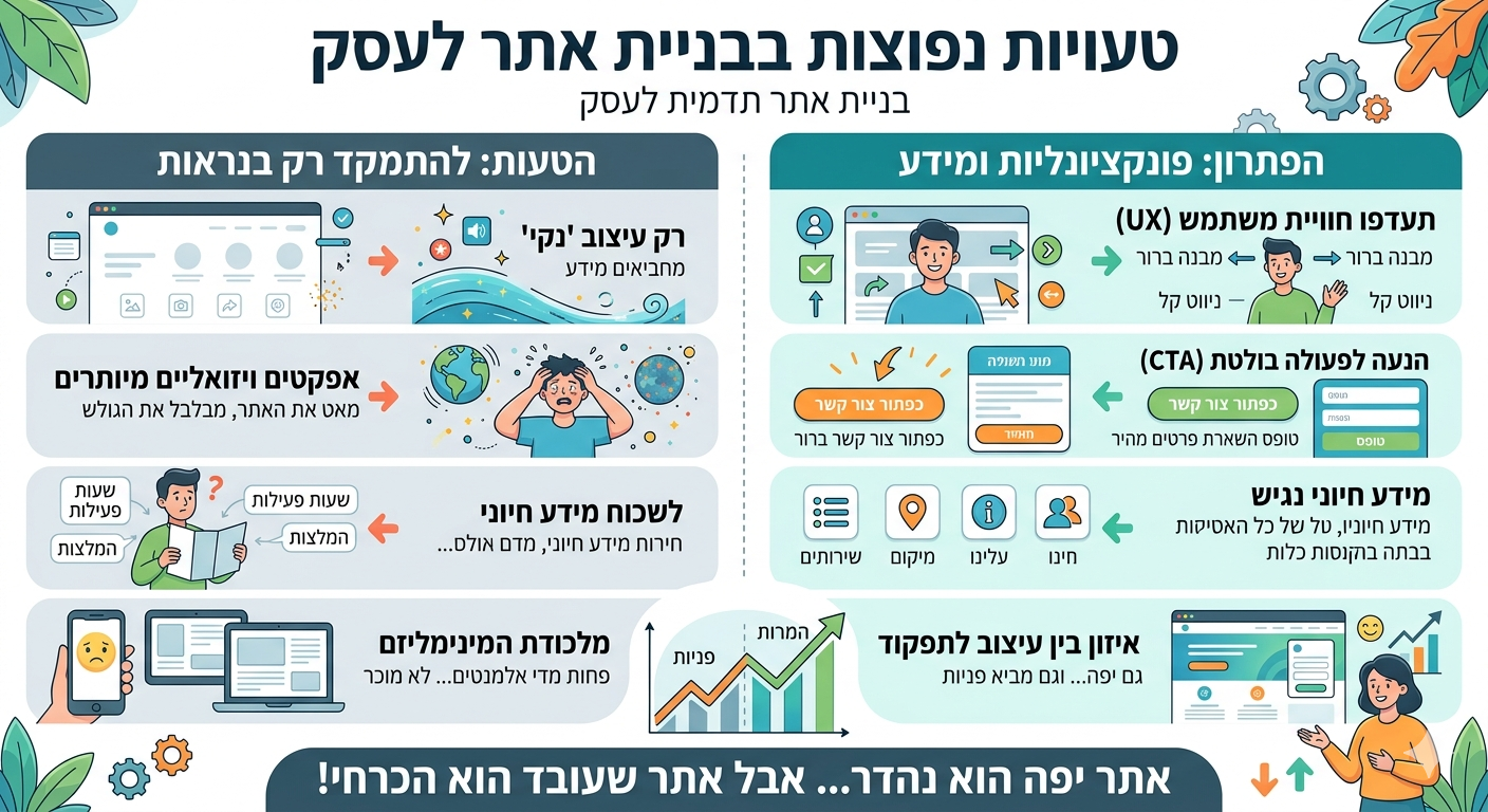 טעויות נפוצות בבניית אתר לעסק